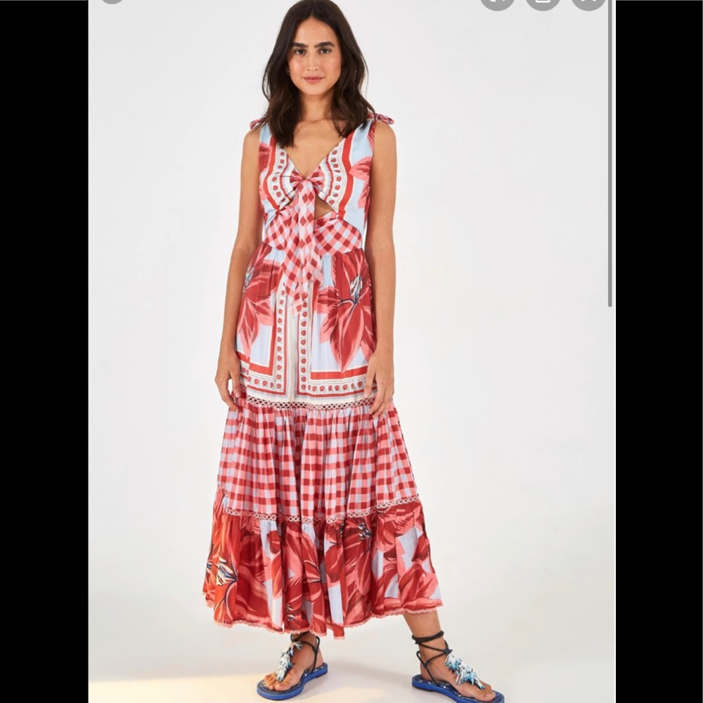 NWT Farm Rio azalea mix midi dress blue multi XS